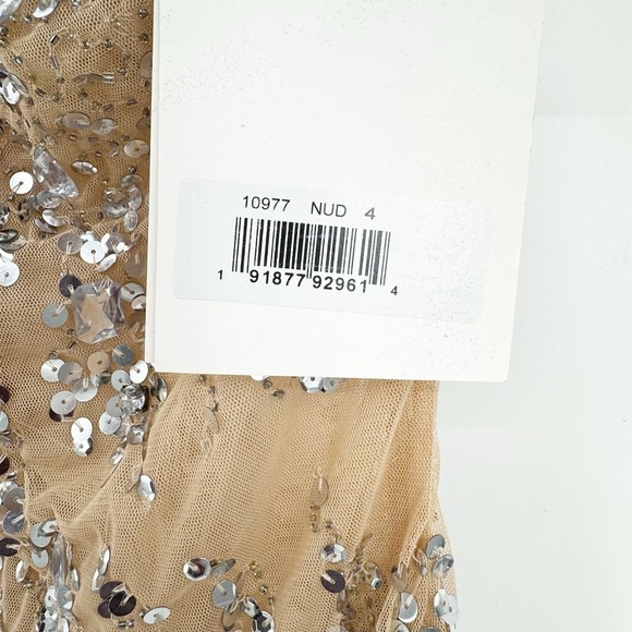 Mac Duggal 10977 Beaded Sheer Waist Cocktail Dress Sleeveless Nude Size 4 NWT - Picture 6 of 13